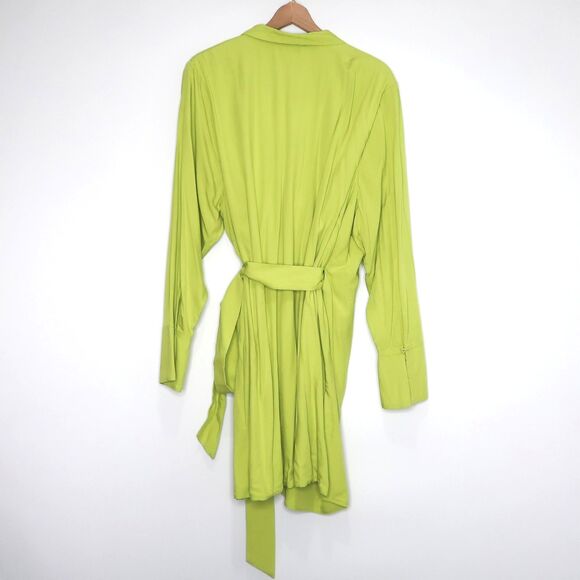 The Drop Paige Desorbo Womens Wrap Dress Plus Size 3X Lime Green Office Minimal‎ - Picture 3 of 11